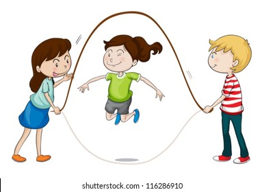 illustration of a kids playing on a white background