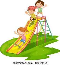 Illustration of kids playing at a park