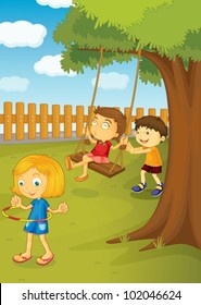 Illustration of kids playing in the park