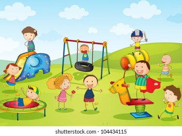 Illustration of kids playing at the park