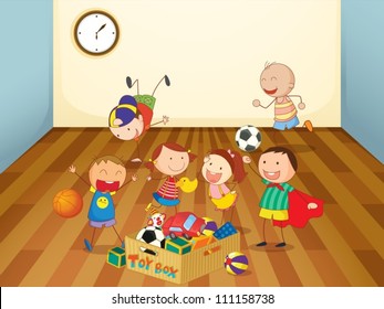 illustration of kids playing in a room