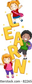 Illustration of Kids Posing with the Word Learn