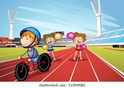 Illustration Of Kids And Race Track In A Stadium