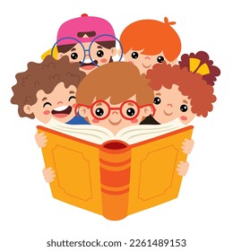 Illustration Of Kids Reading Book