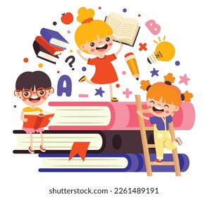 Illustration Of Kids Reading Book