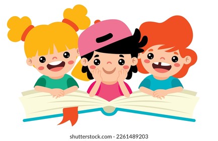 Illustration Of Kids Reading Book