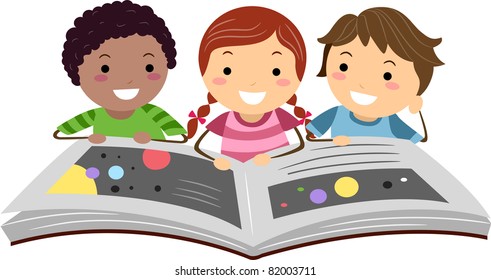 Illustration of Kids Reading a Science Book