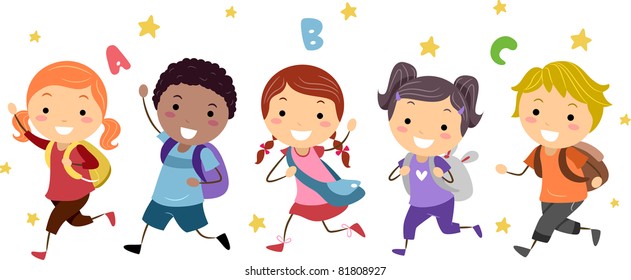 Illustration of Kids Running