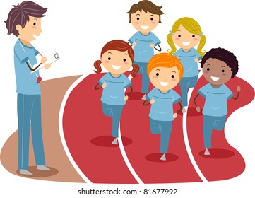 Illustration Of Kids Running Around A Race Track