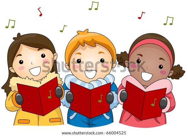 Illustration Kids Singing Christmas Carols Stock Vector (Royalty Free ...