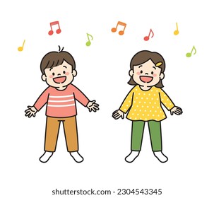 Illustration of Kids Singing a Song