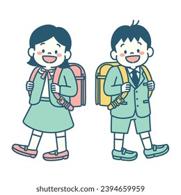 Illustration of kids starting elementary school