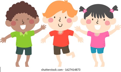 Illustration of Kids Students Standing on Their Toes Following the Instruction Stand on your Toes