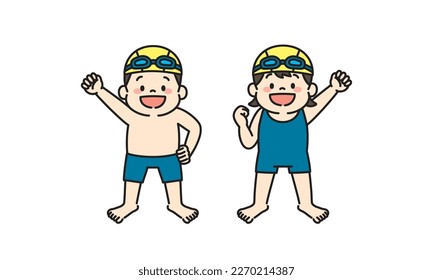 Illustration of Kids Swimming Lessons