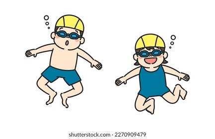 Illustration of Kids Swimming under the Water