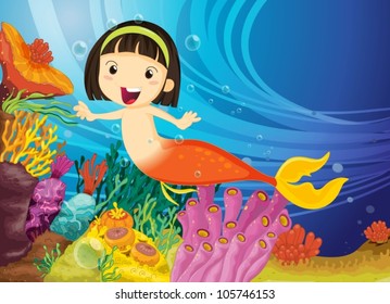 illustration of a kids swimming in water