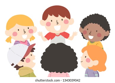 Illustration of Kids Talking In Circle as a Group