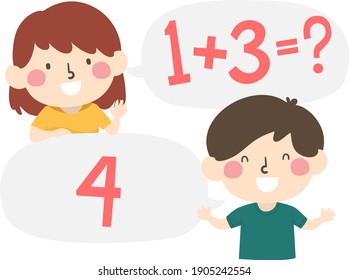 Illustration of Kids Talking Math Exercise with One Girl Asking the Question and the Boy Answering It
