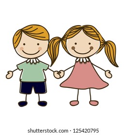 Illustration Kids Team Couple Cartoon Style Stock Vector (Royalty Free ...