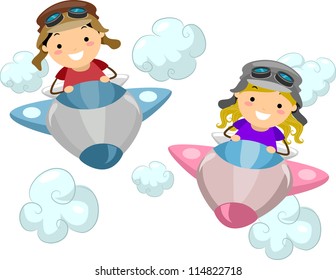 Illustration Kids Wearing Aviator