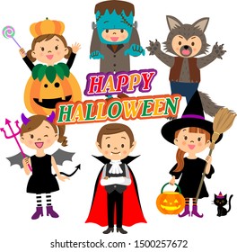 Illustration Kids Wearing Halloween Costumes Stock Vector (Royalty Free ...