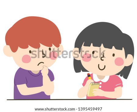 Illustration of Kids Writing Down and Taking Notes of their Observation