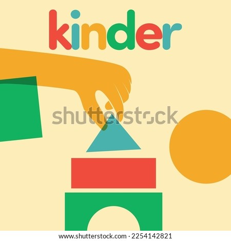 Illustration kinder constuction geometric figures hand kid