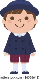 Illustration of a kindergarten boy wearing school uniform.