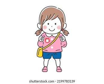Illustration of a kindergarten girl in uniform.