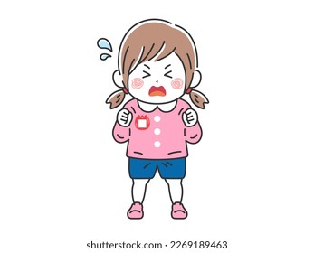 Illustration of a kindergarten girl who whines.