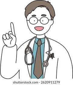 Illustration of a kind-looking male doctor