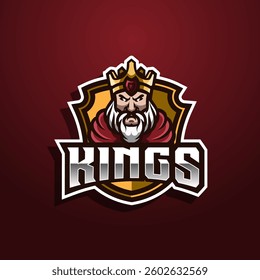 Illustration of king with crown logo vector graphic, perfect for sports team logo, etc.
