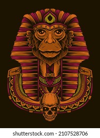 illustration king egypt monkey head