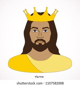 Illustration king in gold, crown, Jesus Christ