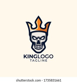 Illustration of king head with crown logo design template vector