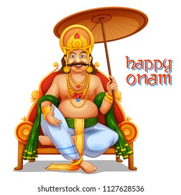 illustration of King Mahabali in Onam background showing culture of Kerala illustration of King Mahabali in Onam background showing culture of Kerala