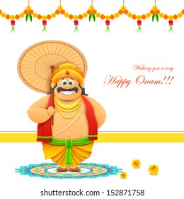 illustration of King Mahabali in Onam background