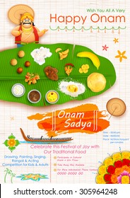 Illustration Of King Mahabali In Onam Sadya Background