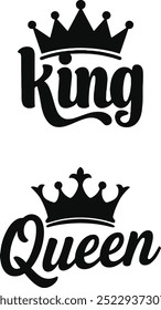 Illustration of king and queen crown collection Modern Design element for logo, emblem, sign, poster, t shirt. Vector illustration (2)