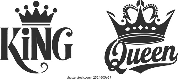 Illustration of king and queen crown collection Modern Design element for logo, emblem, sign, poster, t shirt. Vector illustration (5)