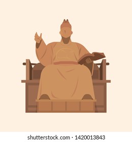 Illustration of King Sejong of Korea. Vector EPS10