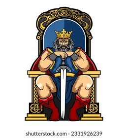 Illustration King sit on his throne vector