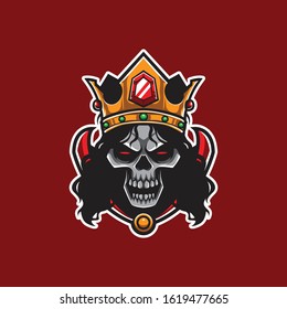 Illustration of King Skull Logo, Vector Element