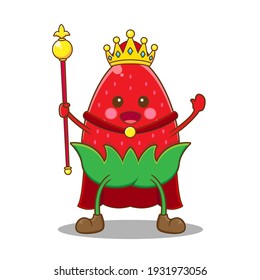 Illustration of king strawberry character