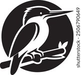 Illustration of kingfisher icon silhouette design