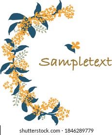 Illustration of Kinmokusei flower in half frame