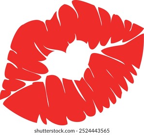 Illustration of a kiss mark with a heart visible