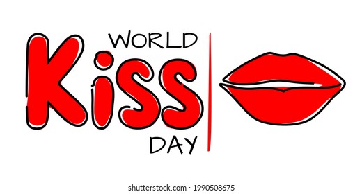 Illustration of a kiss in the style of a single line. world kissing day. Banner for websites, apps, T-shirts, mugs, and print.