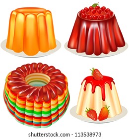 illustration kit bright festive dessert jelly with cherry
