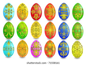 illustration kit egg with gold(en) pattern insulated on white background